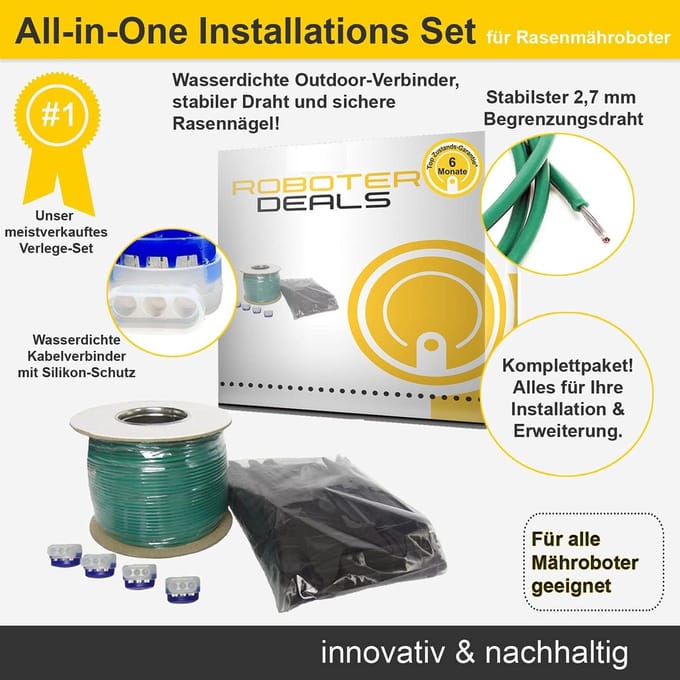 Robotmaaier Uitbreidingsset - Grasmaaier Accessoires - Gazon Onderhoud - Universeel Toepasbaar - 100 Meter Draad - Zwart