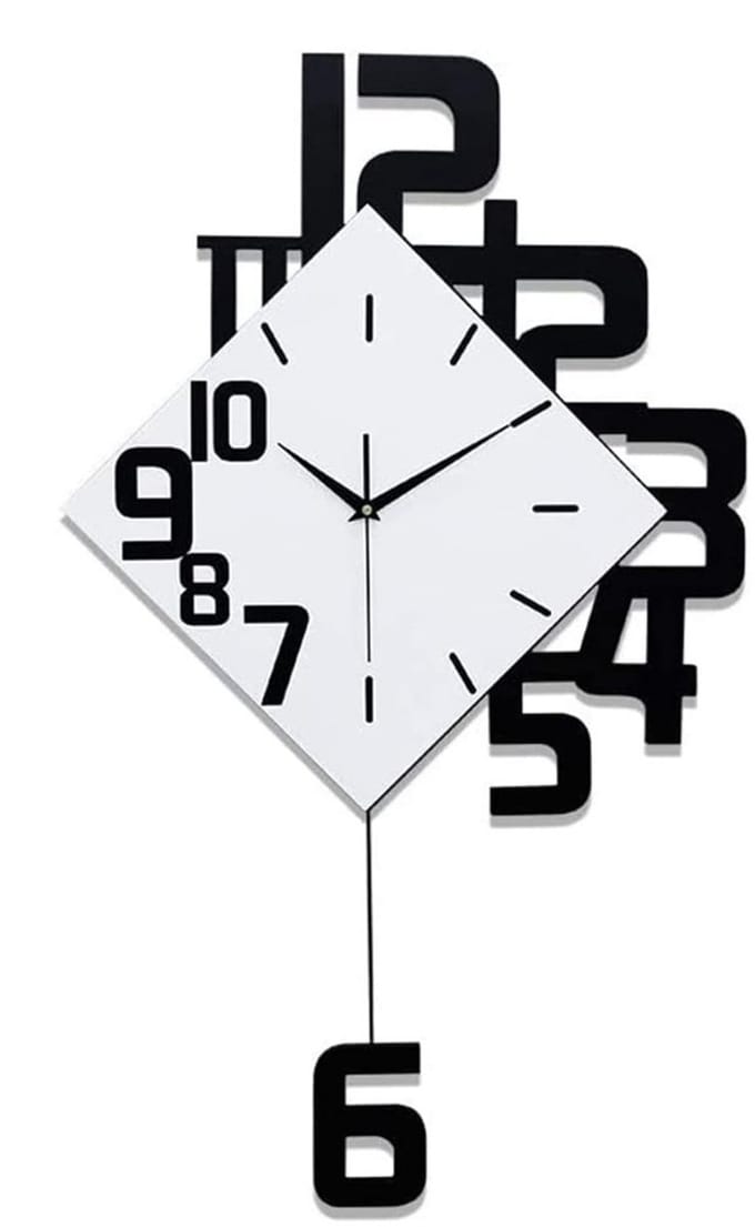 Klok - Wandklok Modern - Klokken - Industrieel - Zwart en Wit