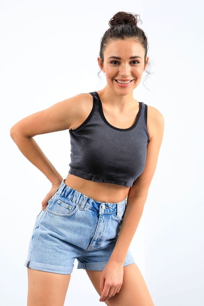 Geribbelde Mouwloze Crop Top