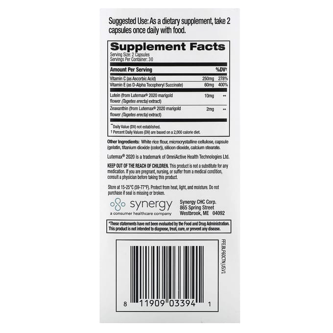 Focus Factor, Vision Lumière Bleue, 60 Capsules