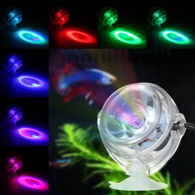 Projecteur LED étanche pour Aquarium, lumière Submersible, conception de lentille convexe avec ventouse pour Aquarium Blue blue