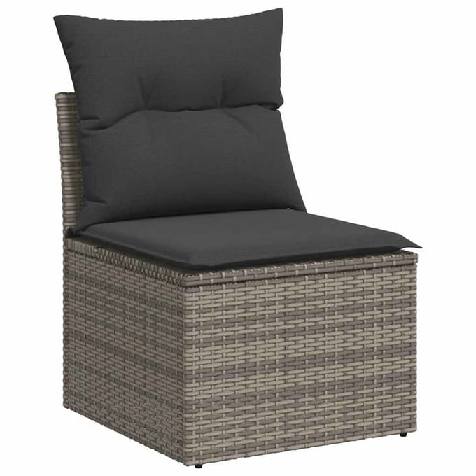 vidaXL - 7-delige - Loungeset - met - kussens - poly - rattan - grijs