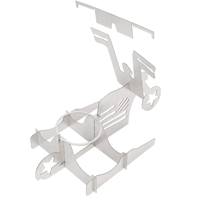 Draagbaar Kippengrillrek Roestvrij Staal Motorfietsvorm BBQ Braadrooster Stand Levering white