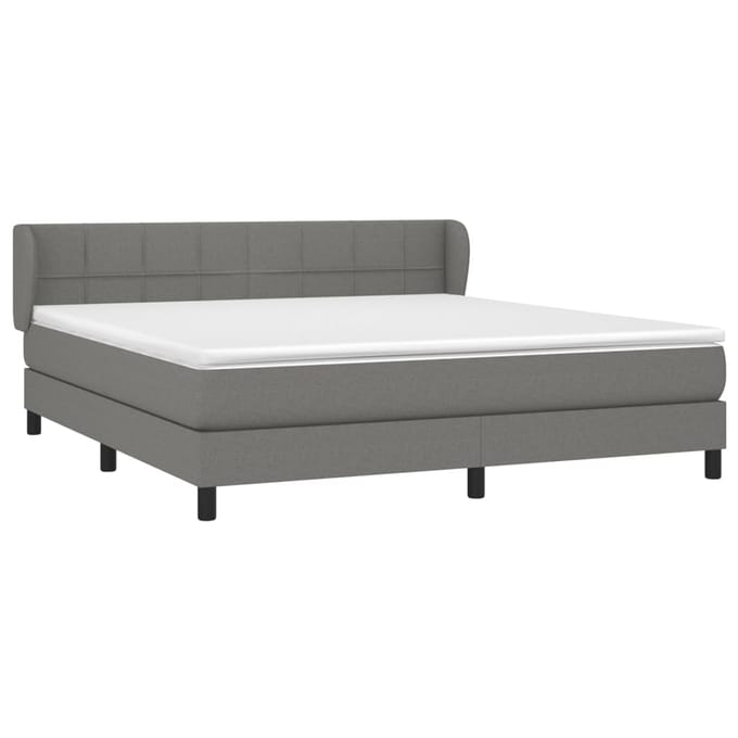 vidaXL - Boxspring - met - matras - stof - donkergrijs - 180x200 - cm