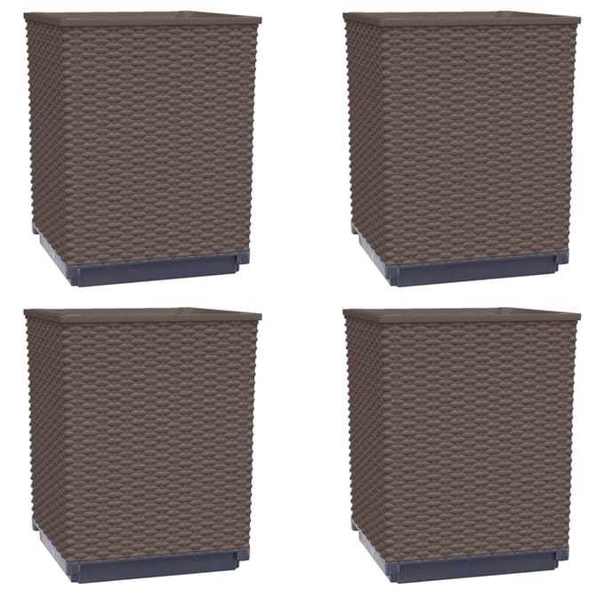 vidaXL - Plantenbakken - 4 - st - 30x30x37 - cm - polypropeen - bruin