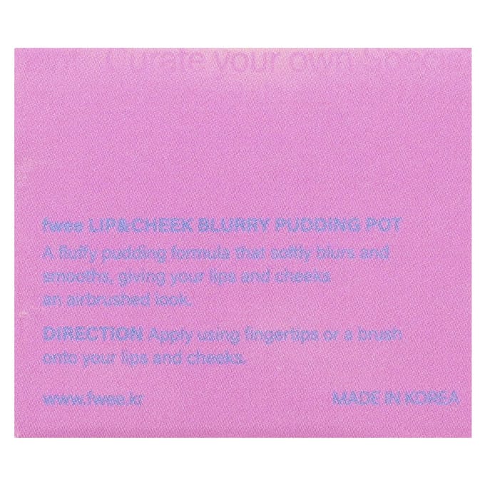 fwee, Lip & Cheek Blurry Pudding Pot, MV04 Slayyy, 5g (0.17oz) pink