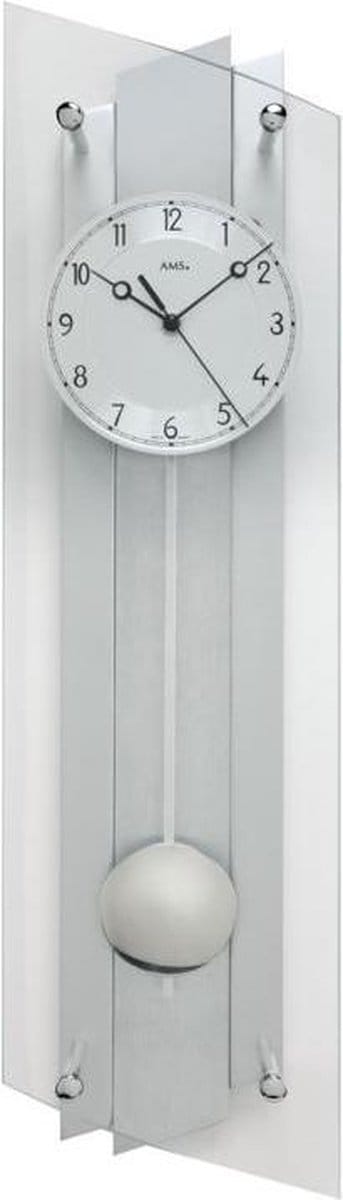 AMS 5261 - Klok - Hout/Aluminium/Glas - 16x59 cm - Grijs