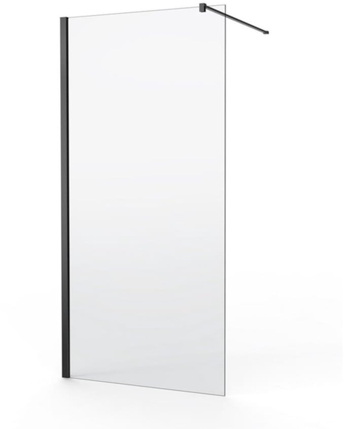 FugaFlow Efficiente Vetro inloopdouche badkamer - 30x200cm - helder glas - mat zwart