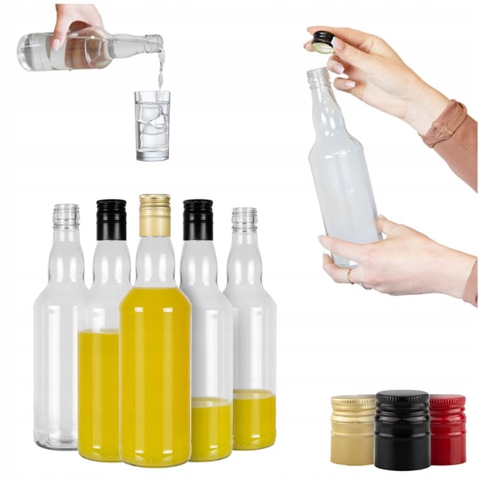 Bimberek Monopol Serie - Glazen Fles - 500ml - Transparant - Met Draaideksel