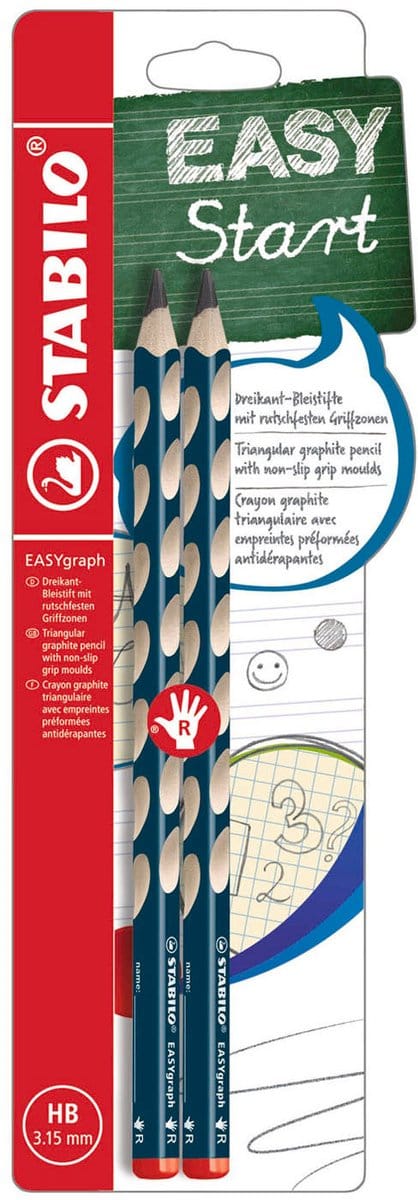 STABILO EASYgraph - Ergonomische Grafietpotlood - Rechtshandig - HB Hardheid - Petrol - 2 Stuks