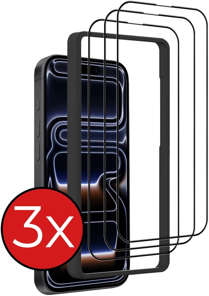 Screenprotector - 3 Stuks - Geschikt voor Apple iPhone 17 Pro Max / 18 Pro Max - Met Installatie Frame - Beschermglas - Gehard Glas - Tempered Glass - Screen Protector