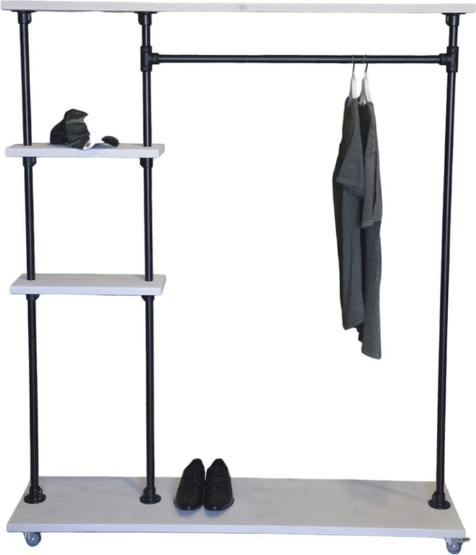 Design85 kledingrek op wieltjes deluxe 140x40x180 (bxdxh)