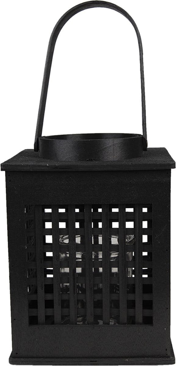 Clayre & Eef Windlicht 19x19x25 cm Zwart Bamboe
