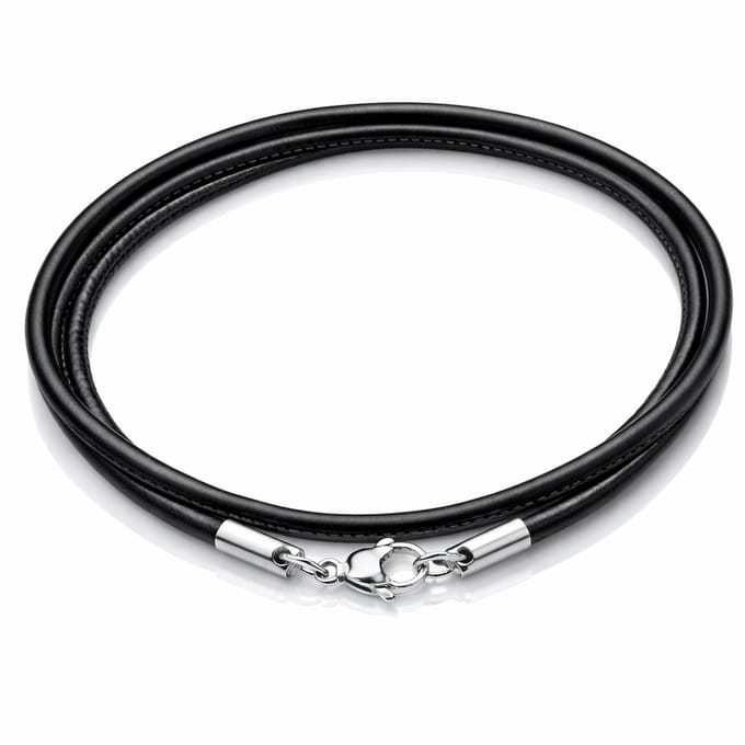 LGT Jewels leren koord ketting zwart 3mm-60cm