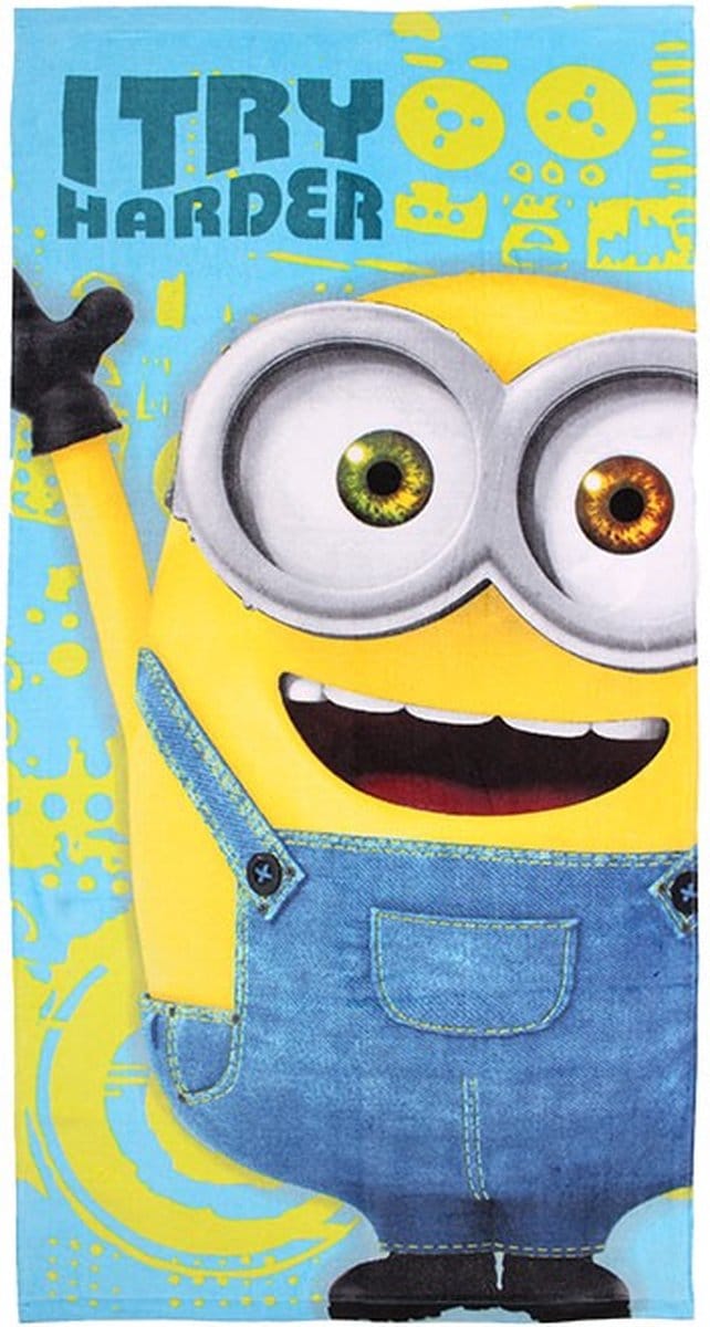 Minions Strandlaken - I Try Harder Handdoek 70 x 140 cm - Microvezel