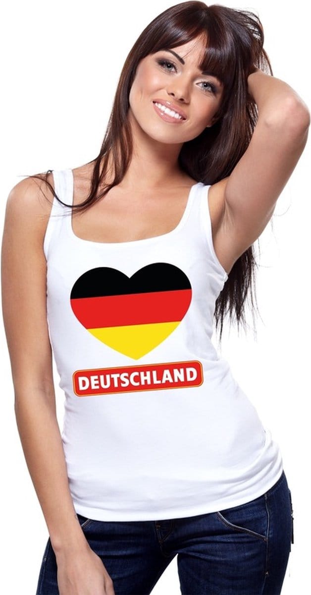 Duitsland singlet shirt/ tanktop met Duitse vlag in hart wit dames S
