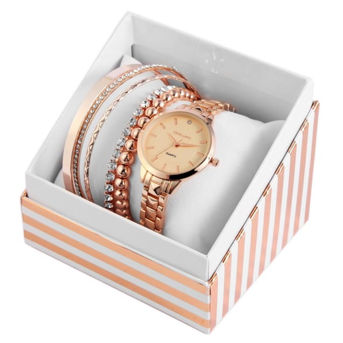 Cadeau Set/Geschenkset Dames Horloge/Armbanden Rosé