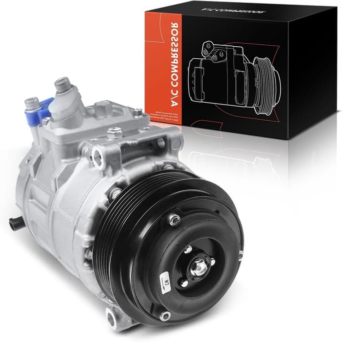 Airco Compressor - Auto Onderdeel - Klimaatregeling Auto - Met Poelie - 6 Ribben - Zilverkleurig