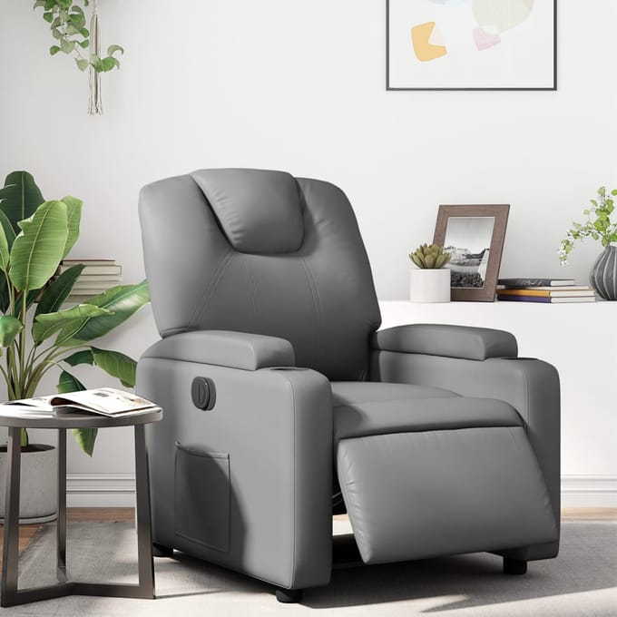 vidaXL - Fauteuil - verstelbaar - elektrisch - kunstleer - grijs