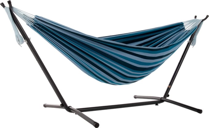 Vivere Dubbele Hangmat met Standaard - Blue Lagoon