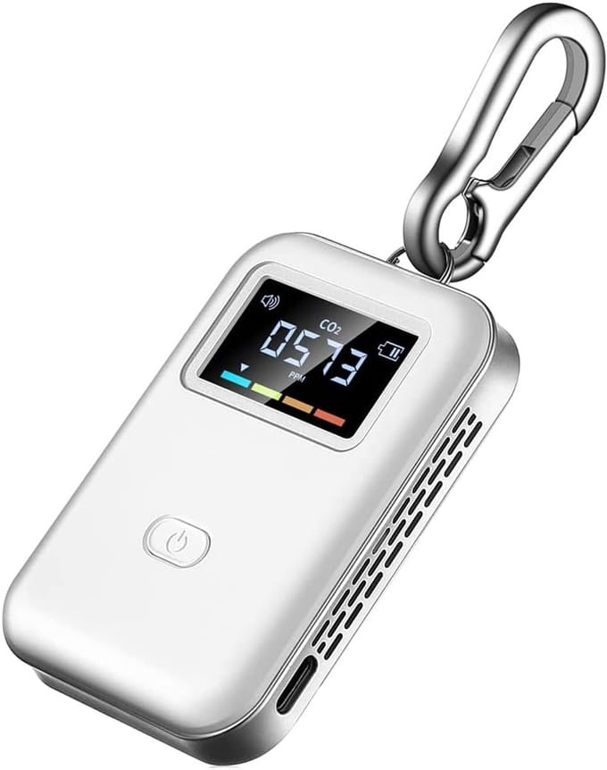 CO2 Monitor - Kooldioxide Detector - Luchtkwaliteit Meten - NDIR Sensor Technologie - Compact Formaat - Wit