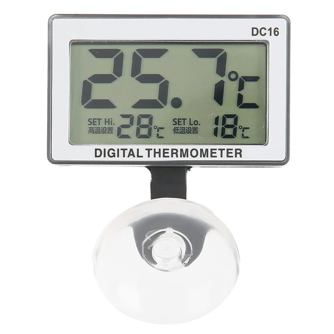 DC16 Zuignap Aquarium Thermometer Dompelbare Vissentanks Mini Alarm Temperatuurmeter gray