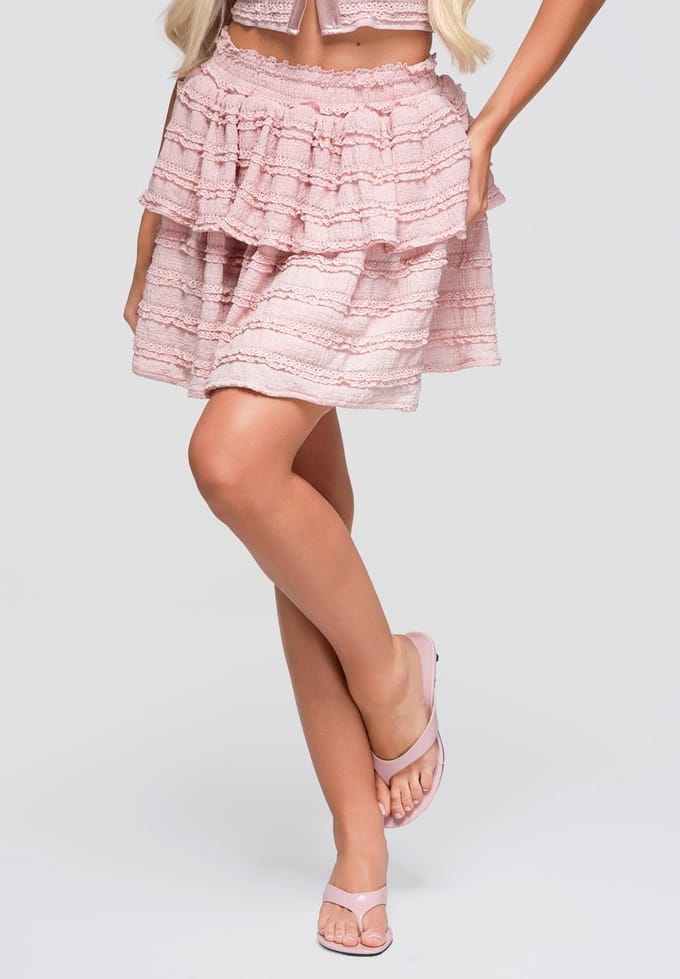 OMBRE Rok - Katoen - Gestreept - Rok Roos M/L