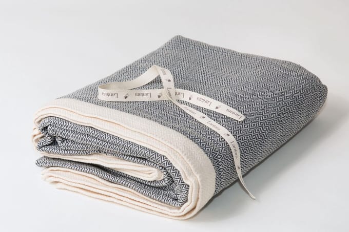 Lantara Plaid Diamant - Blauw - 190x280cm - Gerecycled Katoen