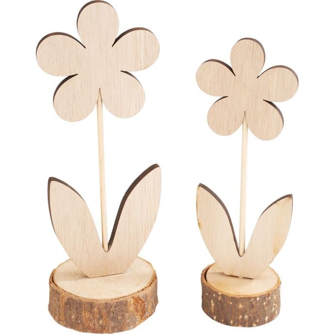 VBS Houten bloemen "Madeliefje", set van 2