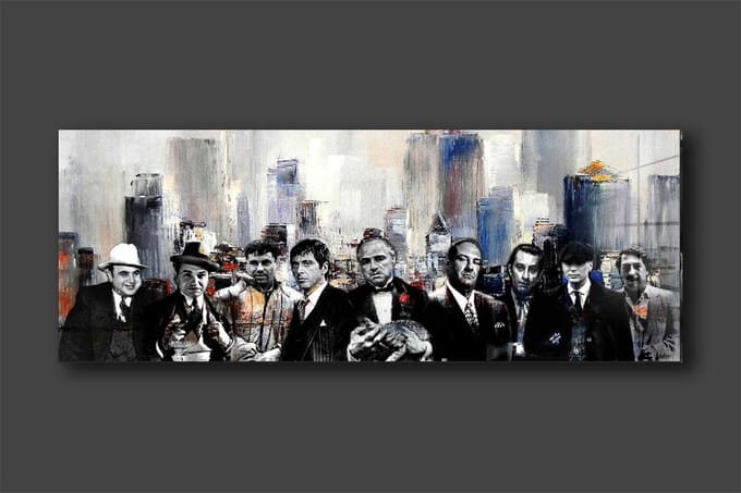Maffiabazen new style schilderij op plexiglas 120x50cm