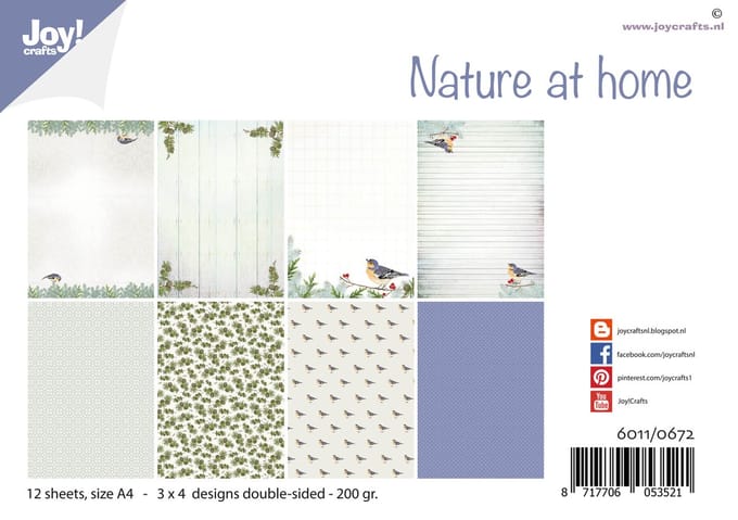 Joy!Crafts Papierset - A4 - 3x4 tweezijdige designs - Nature at home