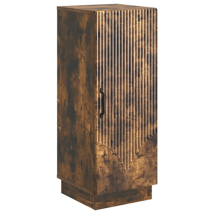 vidaXL - Dressoir - Gerookt - eiken - 33 - x - 34,5 - x - 87 - cm - Bewerkt - hout