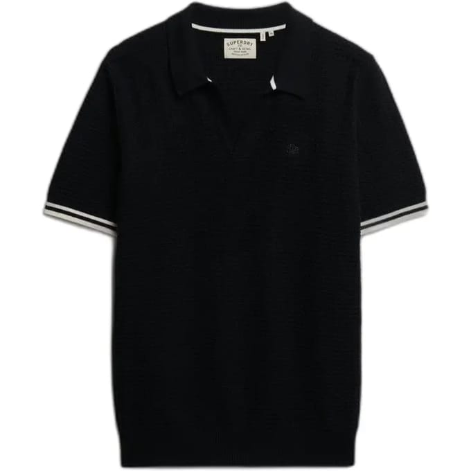 Superdry Johnny Collar Knitted Korte Mouw Poloshirt Zwart S Man