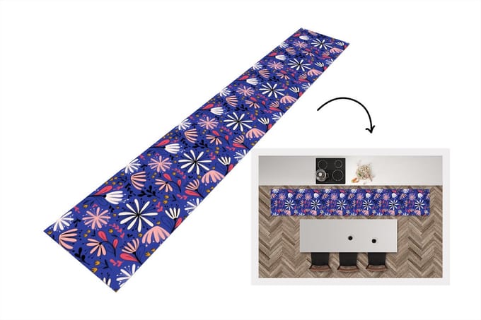 Keukenloper - Keukenmat - Patronen - Abstract - Bloemen - 360x60 cm - Keuken vloerkleed