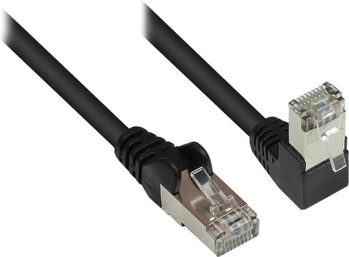 S/FTP CAT6 Gigabit netwerkkabel haaks/recht / zwart - 3 meter