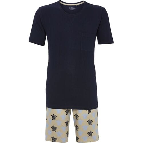 Ringella Katoenen heren schildpad shortama Blauw man 48