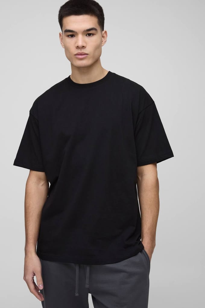 Essential Oversized Crew Neck T-Shirt | Black | Size XS