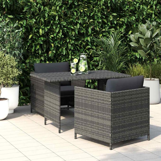 vidaXL - Tuintafel - 110x70x65 - cm - poly - rattan - grijs