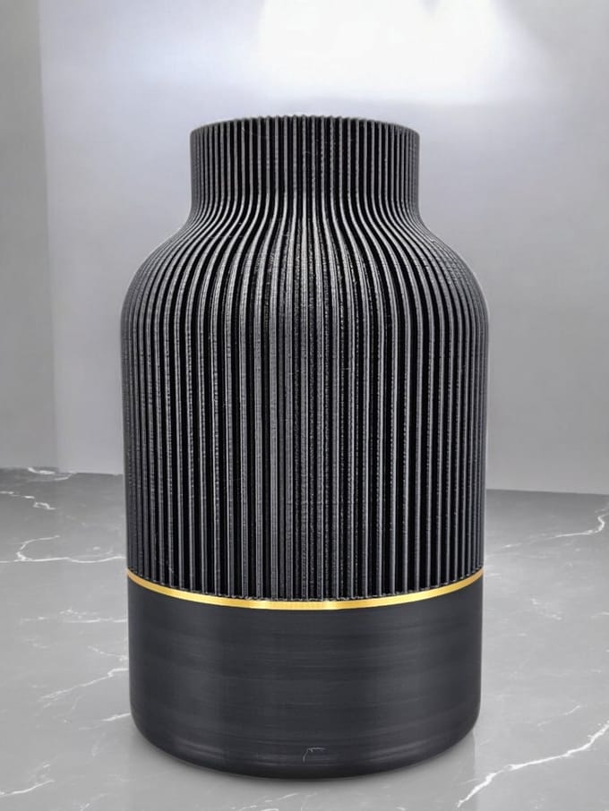 Layerzz - luxury Line 3d geprinte vaas - duurzaam Uniek - goud accent - 22 CM