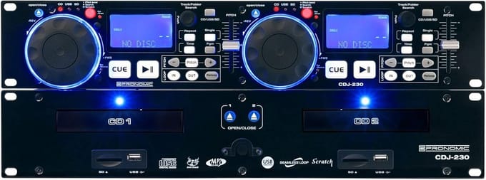 Dubbele DJ CD-speler - DJ Desk USB SD - Muziek Draaien - Aparte Controller - 19 inch formaat - Zwart