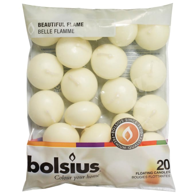 Bolsius - Drijfkaarsen - Ø4,5 cm - 20 stuks per verpakking - Ivoor