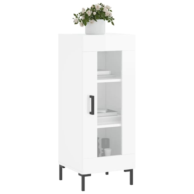 vidaXL - Dressoir - 34,5x34x90 - cm - bewerkt - hout - hoogglans - wit