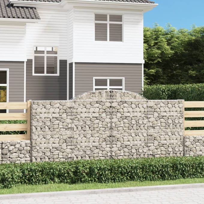 vidaXL - Schanskorven - 8 - st - gewelfd - 300x50x140/160 - cm - ijzer