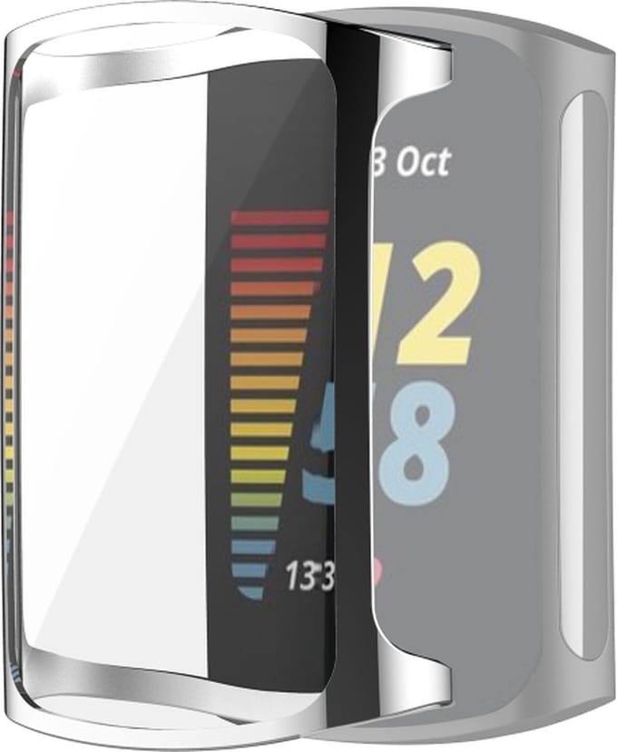 Screenprotector watch case - hoesje - geschikt voor Fitbit Charge 5 - zilver