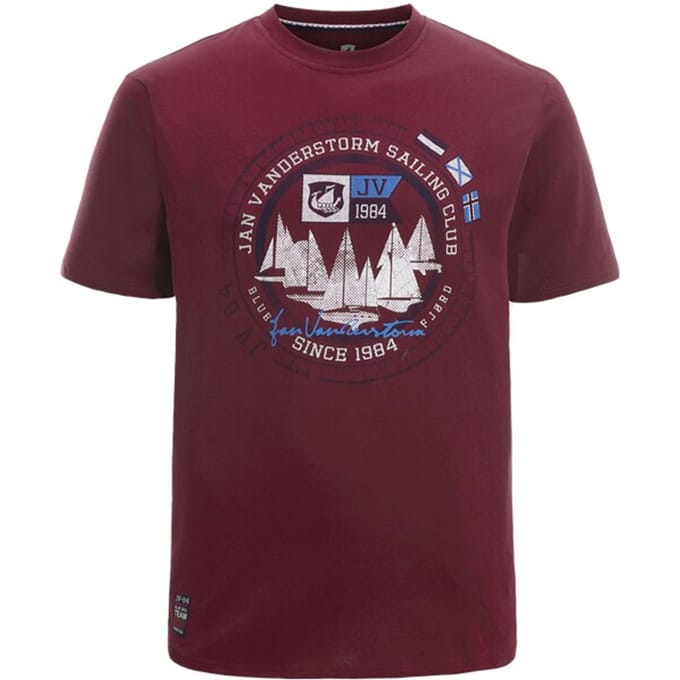 Jan Vanderstorm herren T-Shirt - 68/70 - rood - Plus Size