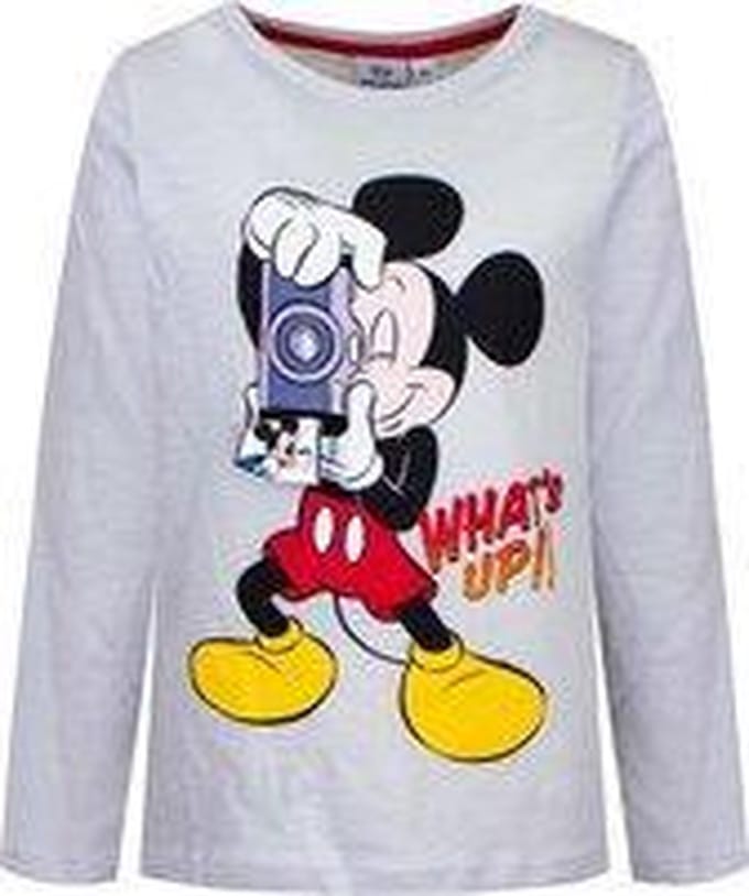 Mickey Mouse - Longsleeve - Grijs - 8 jaar - 128cm