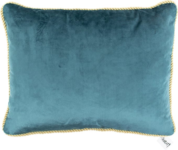 half kussen fluweel goud petrol 35x45cm
