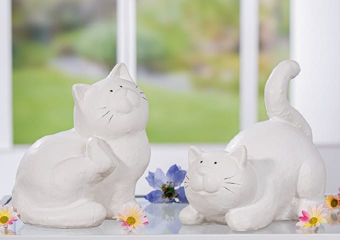 Kat "Sammy " - Katten set van 2 - Beelden - Beeld - 14 x 17 Hoogte 17.5 cm