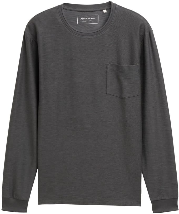 Tom Tailor Denim - Overhemd met lange mouwen en borstzak - Maat S - ash grey