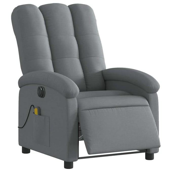 vidaXL - Massagestoel - elektrisch - verstelbaar - stof - donkergrijs